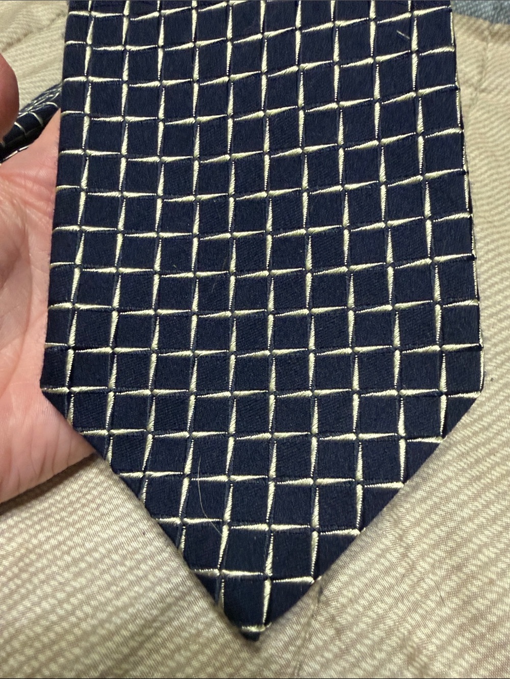 Ermenegildo Zegno Silk Navy Checkered Like New Tie - Picture 5 of 6